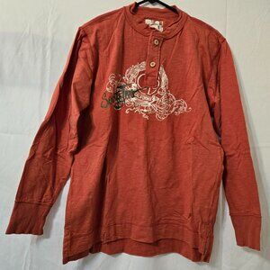 OP Ocean Pacific Men's Henley Tee Shirt SIze M 100% Cotton Orange Pullover